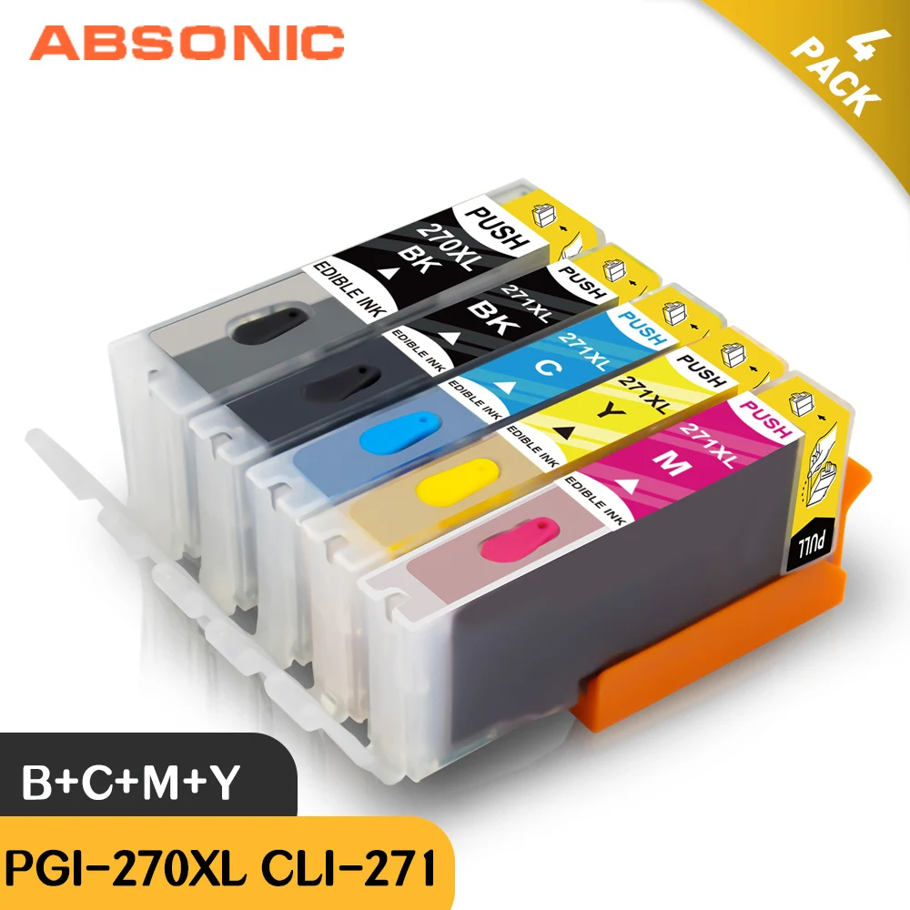 Absonic съедобные Замена чернильных картриджей для PGI 270 CLI 271 Применение Canon PIXMA TS5020