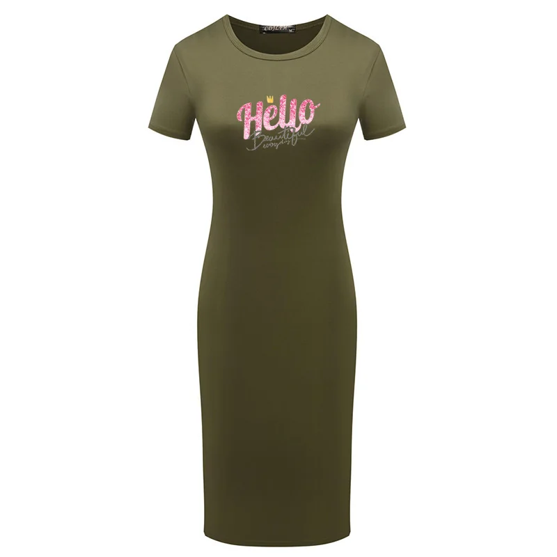 Women Pencil Dress Summer Short Sleeve Tight Dress Hello Letter Print Bodycon Party Dress Elegant Slim Woman Cloth Femme Robe
Women Pencil Dress Summer Short Sleeve Tight Dress Hello Letter Print Bodycon Party Dress Elegant Slim Woman Cloth Femme Robe