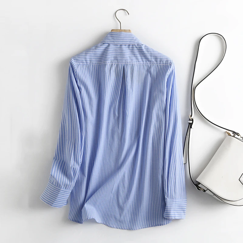 KBAT 2021 Women Fashion Blue Striped Elegant Shirts Long Sleeve High Quality Office Ladies Work Wear Blouses
KBAT 2021 Women Fashion Blue Striped Elegant Shirts Long Sleeve High Quality Office Ladies Work Wear Blouses