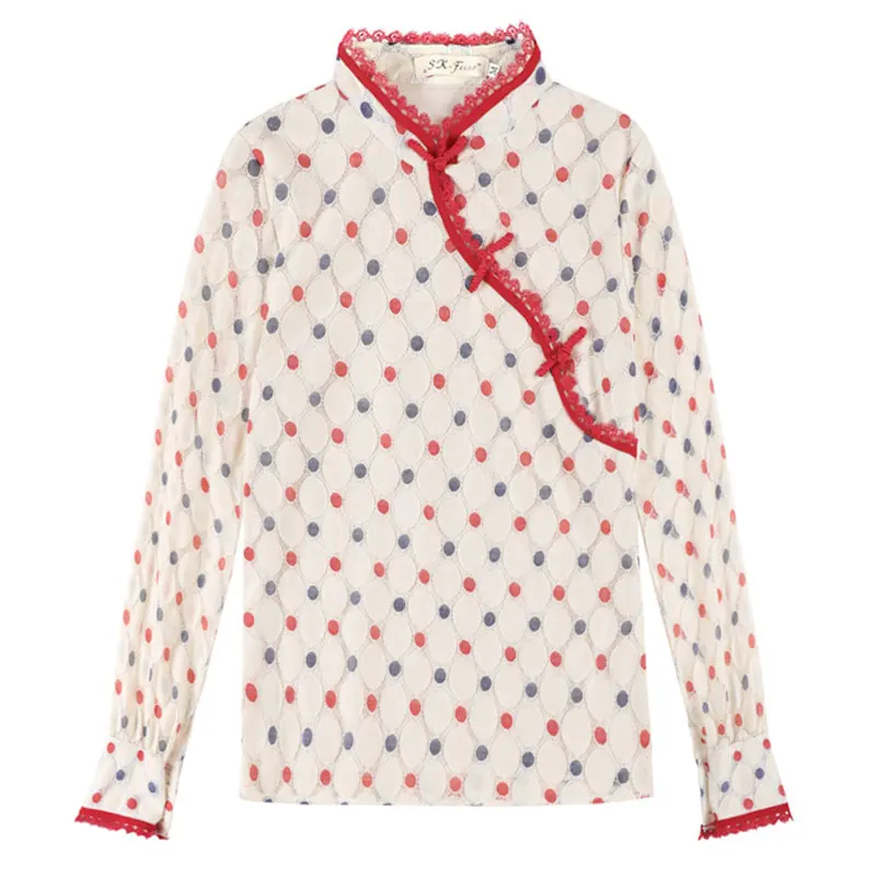 Polka Dot Blouse Lace Women Shirt V Neck Vintage Shirts Casual Fashion Long Sleeve Blusa Femenina Woman Tops Womens Clothes 2021 
Polka Dot Blouse Lace Women Shirt V Neck Vintage Shirts Casual Fashion Long Sleeve Blusa Femenina Woman Tops Womens Clothes 2021
