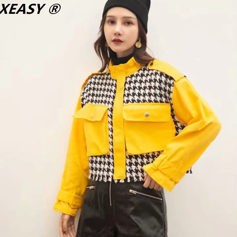 XEASY 2021 Women Fashion Houndstooth Contrast Coat Vintage Casual Long Sleeve zipper-Up Female Casual Autumn Streetwear Jacket
XEASY 2021 Women Fashion Houndstooth Contrast Coat Vintage Casual Long Sleeve zipper-Up Female Casual Autumn Streetwear Jacket