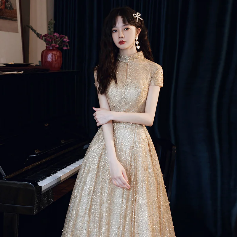 Women Exquisite Pearl Trim Evening Party Dress Elegant Floor-Length Banquet Gown Gold Temperament Pleated Dresses S-3XL
Women Exquisite Pearl Trim Evening Party Dress Elegant Floor-Length Banquet Gown Gold Temperament Pleated Dresses S-3XL