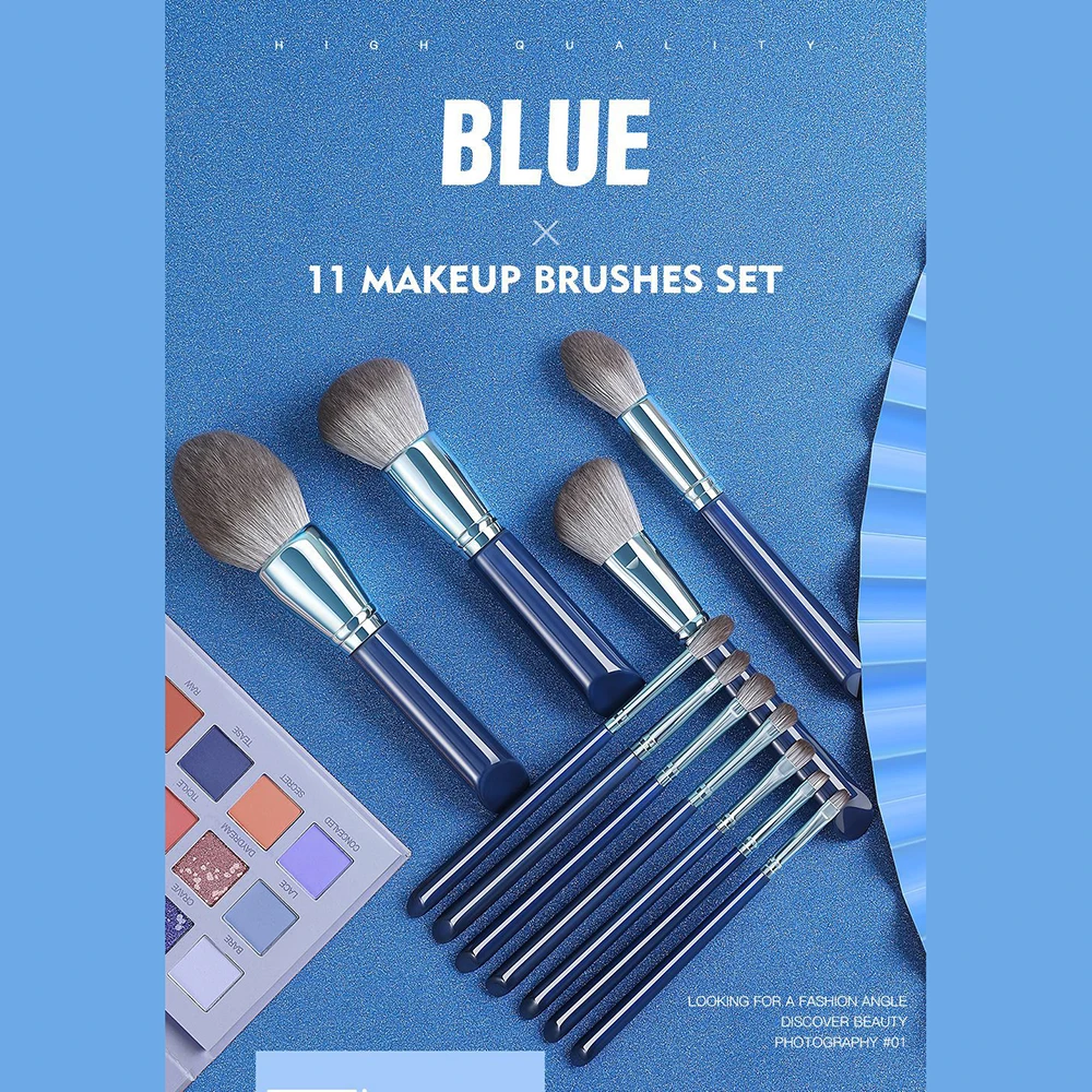 11pcs/Set Blue Makeup brushes Set Foundation Blusher Bronzer sculpting Highlighter Eye shadow eyebrow Make up brush Grey hair
11pcs/Set Blue Makeup brushes Set Foundation Blusher Bronzer sculpting Highlighter Eye shadow eyebrow Make up brush Grey hair