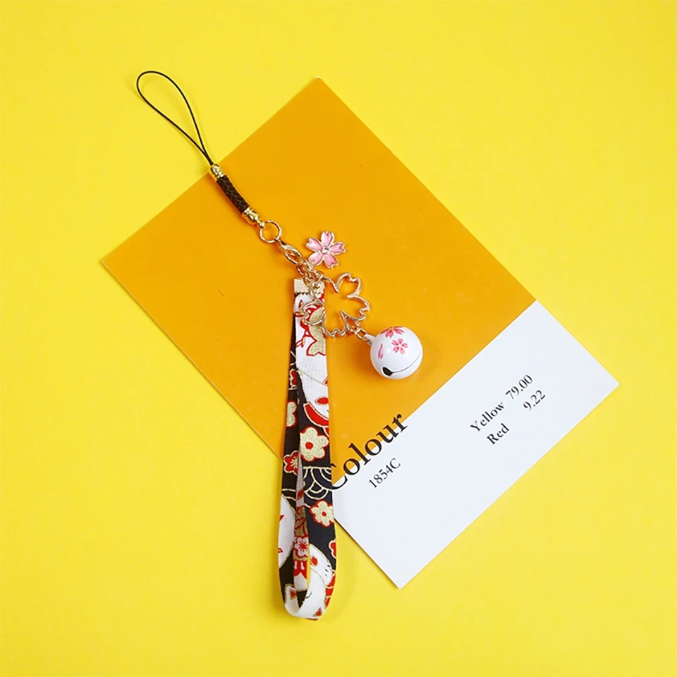 

Luxury Japanese Cherry Flower Smart Phone Strap Lanyards for IPhone/Samsung/Xiaomi/Huawei Phone Strap Key Hang Rope Phone Charm