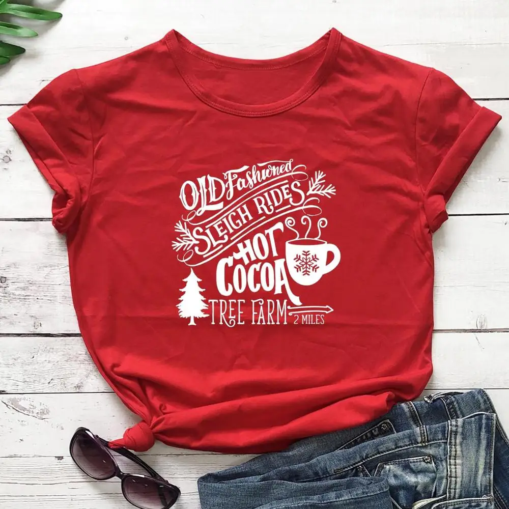 Old Fashioned Hot Cocoa Sleigh Rides t shirt camiseta rosa feminina cotton casual graphic slogan fashion tees holiday tops P008
Old Fashioned Hot Cocoa Sleigh Rides t shirt camiseta rosa feminina cotton casual graphic slogan fashion tees holiday tops P008