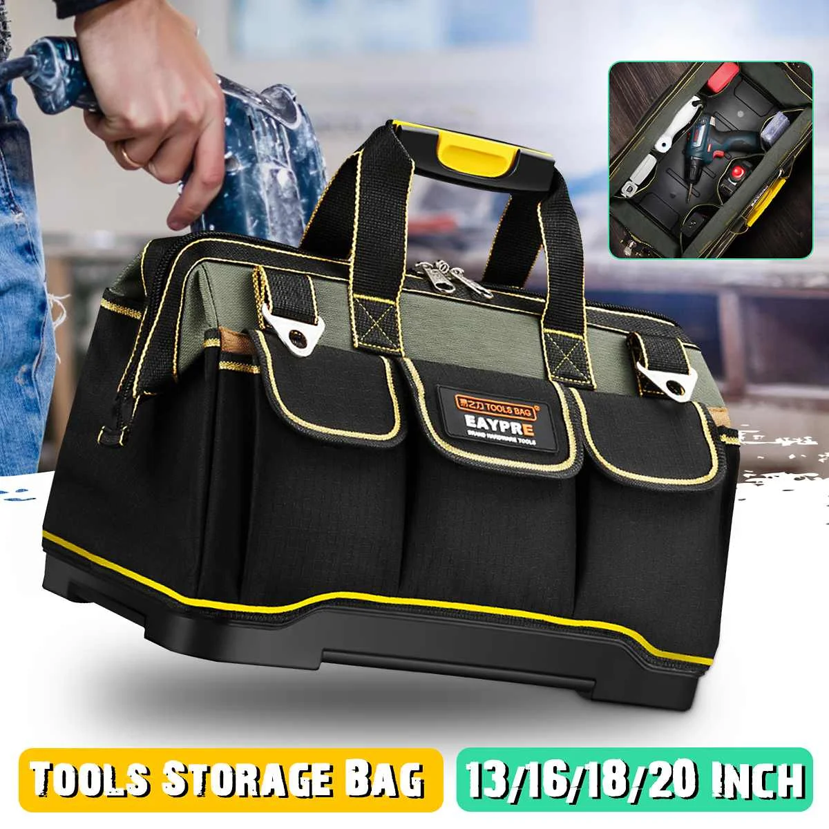 Upgrade Tool Bag 13/16/18/20 inch Electrician Bag Multi-Function 1680D Oxford Cloth Duty Waterproof Storage Toolkit Bag EU Stock
Upgrade Tool Bag 13/16/18/20 inch Electrician Bag Multi-Function 1680D Oxford Cloth Duty Waterproof Storage Toolkit Bag EU Stock