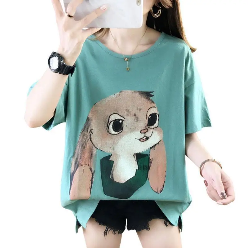 2021 Summer Loose Large Size Mid-length Slimming Printed O-neck Short-sleeved T-shirt Casual And Comfortable Sports Women's Top
2021 Summer Loose Large Size Mid-length Slimming Printed O-neck Short-sleeved T-shirt Casual And Comfortable Sports Women's Top