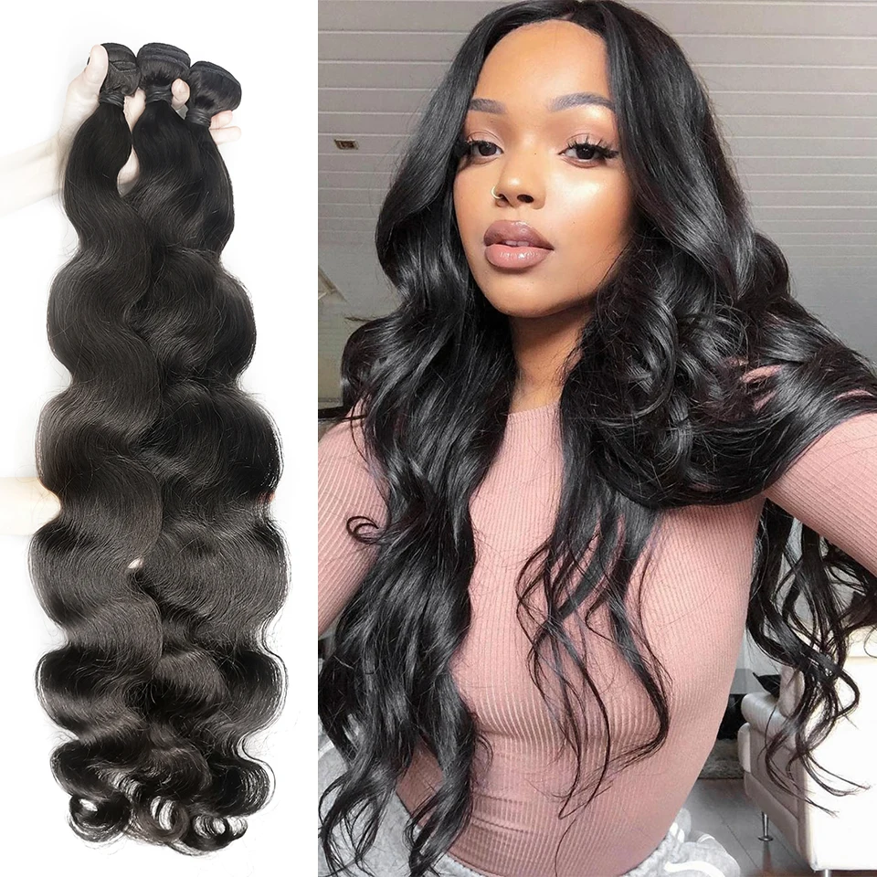 

One Donor Brazilian Body Wave Human Hair Weave Bundles Unprocessed Natural Color Remy Hair Sew In Extensions Bundles Deal 10A