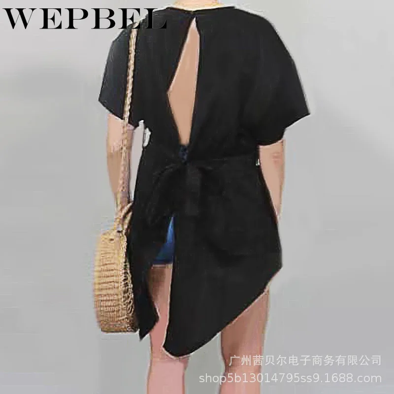 Mandylandy Women Casual Short Sleeve Bow Tie Loose Shirt Elegant Lady Solid Color Summer Fashion T-shirt Top 
Mandylandy Women Casual Short Sleeve Bow Tie Loose Shirt Elegant Lady Solid Color Summer Fashion T-shirt Top