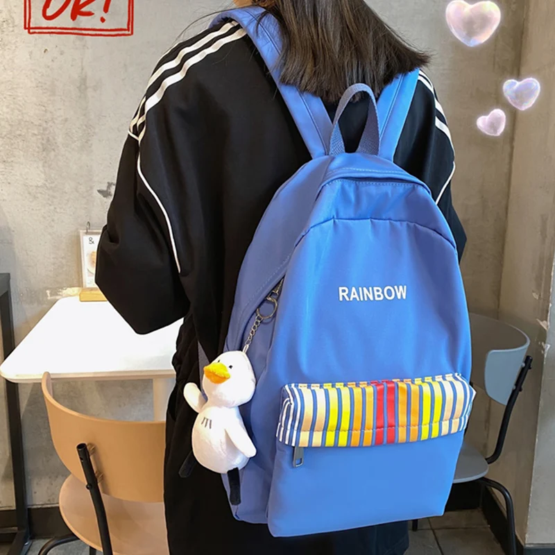 

EST 2021 New Kawaii Backpack Women Duck Pendant Large Capacity Shoulders Bag Female College Girls Book Bagpack Mochilas Bolsa
