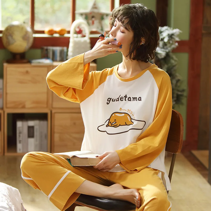 Autumn New 2PCS Women Pajamas Set Casual O-Neck Top&Pant Nightwear Loose Sleepwear M-2XL Yellow Cute Cartoon Print Home Wear
Autumn New 2PCS Women Pajamas Set Casual O-Neck Top&Pant Nightwear Loose Sleepwear M-2XL Yellow Cute Cartoon Print Home Wear