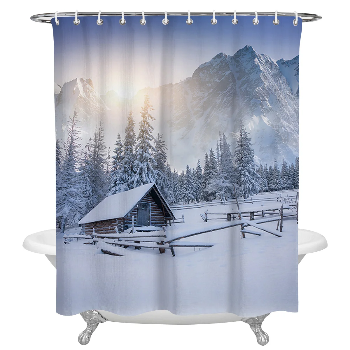 Winter Snow Mountain Scenery House Waterproof Fabric Shower Curtain for Bathtub Showers Polyester Curtain Bathroom Accessories
Winter Snow Mountain Scenery House Waterproof Fabric Shower Curtain for Bathtub Showers Polyester Curtain Bathroom Accessories