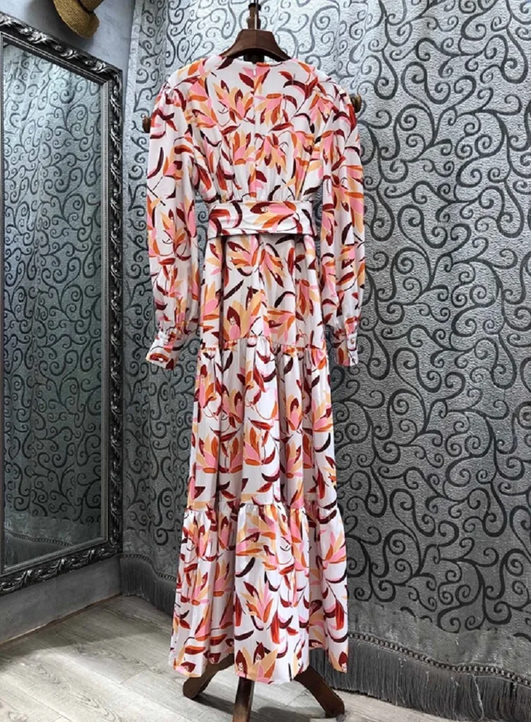 Deep V-Neck Sexy Long Dress 2021 Spring Boho Beach Women Colorful Leaves Print Tunic Button Front Long Sleeve Casual Maxi Dress 
Deep V-Neck Sexy Long Dress 2021 Spring Boho Beach Women Colorful Leaves Print Tunic Button Front Long Sleeve Casual Maxi Dress