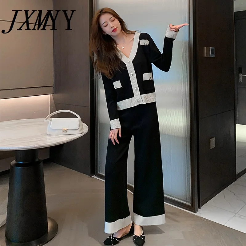 JXMYY осень-зима модный и элегантный французский трикотажный топ с V-образным вырезом и длинными рукавами и брюки с широкими штанинами комплек...
JXMYY осень-зима модный и элегантный французский трикотажный топ с V-образным вырезом и длинными рукавами и брюки с широкими штанинами комплек...