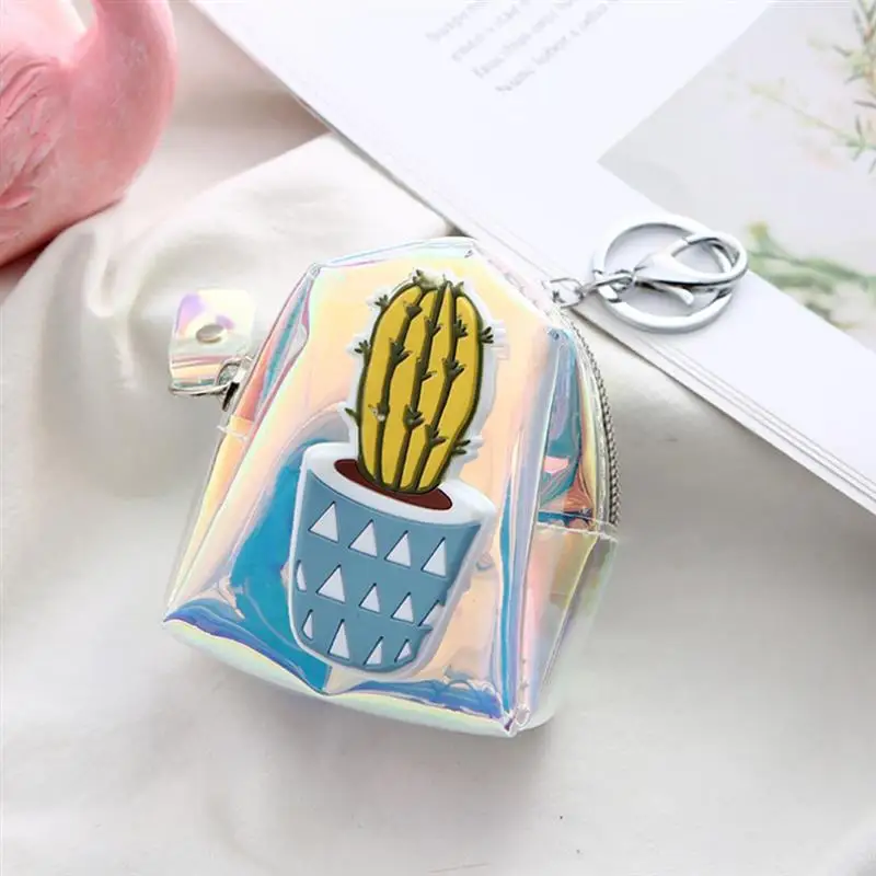 Cartoon Cactus Coin Purse Women Small Wallet Female Change Purses Mini Children's Pocket Wallets Key Card Holder PVC Hand bags | Багаж и