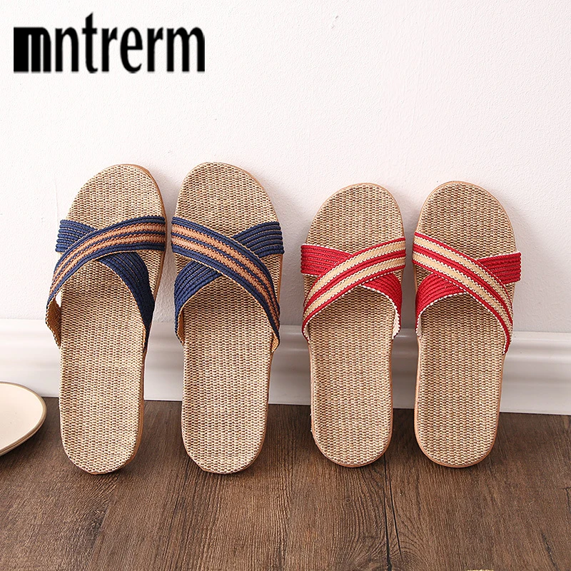 Mntrerm Seasons Men And Women Couples Cross straps Linen Slippers Indoor Household Non-Slip Thick-Soled Home Slippers For Family
Mntrerm Seasons Men And Women Couples Cross straps Linen Slippers Indoor Household Non-Slip Thick-Soled Home Slippers For Family