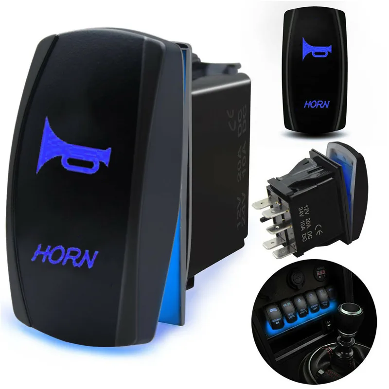 DC 12V/24V Blue LED Horn Toggle Rocker On Off Switch Speaker Push Button Car Boat Bell 5 Pins IP67 Waterproof
DC 12V/24V Blue LED Horn Toggle Rocker On Off Switch Speaker Push Button Car Boat Bell 5 Pins IP67 Waterproof