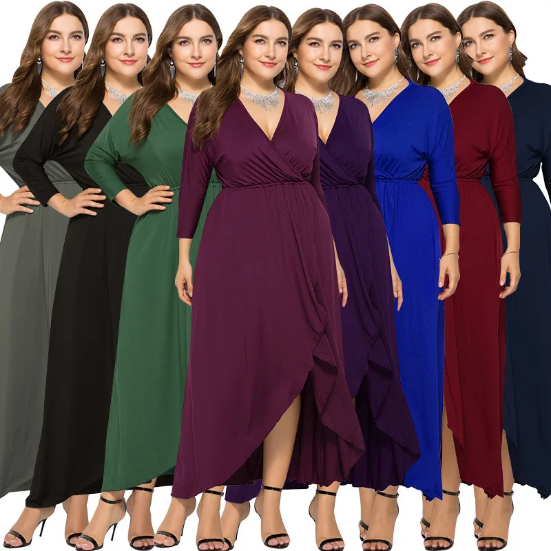 Autumn /Winter New Woman Dress Sexy V-neck Bat Sleeves Big Hips Solid Color Comfortable Cotton Long Skirt Ladies Clothing WE58
Autumn /Winter New Woman Dress Sexy V-neck Bat Sleeves Big Hips Solid Color Comfortable Cotton Long Skirt Ladies Clothing WE58
