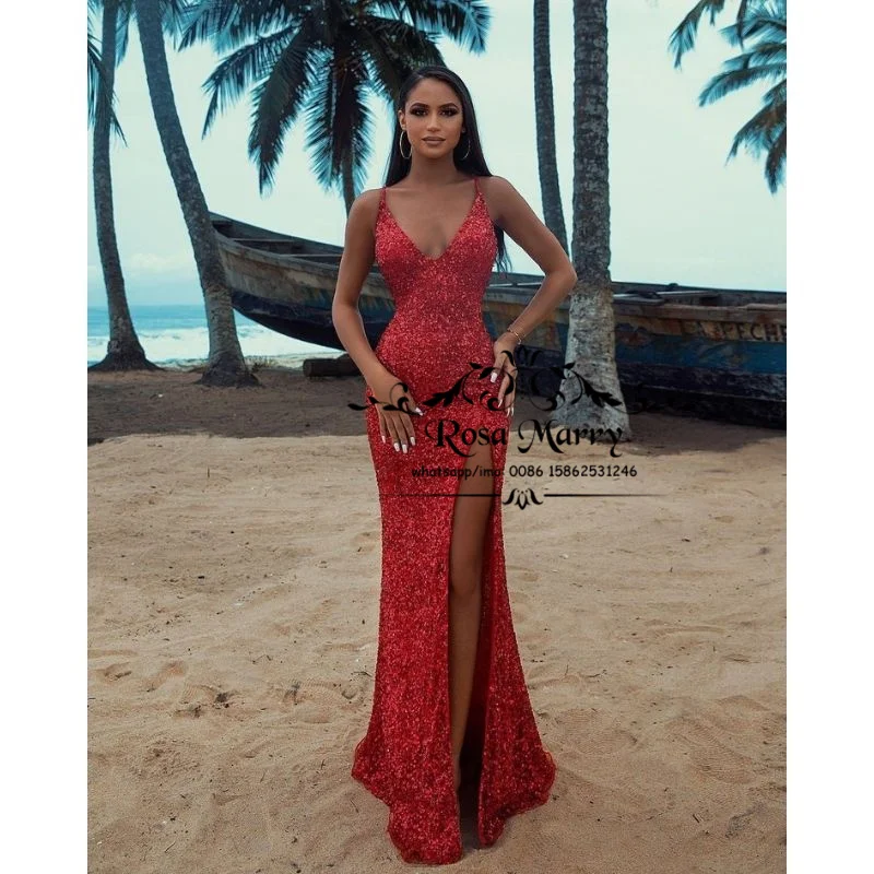 Sexy Red Mermaid Long Evening Dresses 2021 Deep V Neck High Split Vestidos De Graduación Cheap Pageant Formal Prom Party Gowns
Sexy Red Mermaid Long Evening Dresses 2021 Deep V Neck High Split Vestidos De Graduación Cheap Pageant Formal Prom Party Gowns