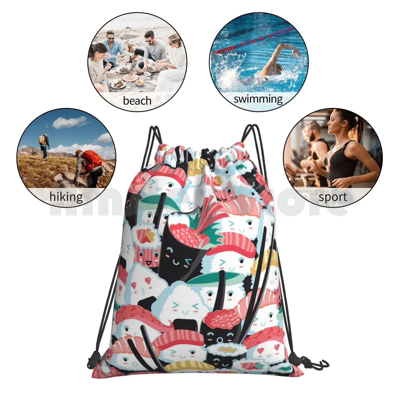 Kawaii Sushi Crowd Backpack Drawstring Bag Riding Climbing Gym Bag Pattern Patterns Salmon Red Cute Adorable Kawaii Tasty
Kawaii Sushi Crowd Backpack Drawstring Bag Riding Climbing Gym Bag Pattern Patterns Salmon Red Cute Adorable Kawaii Tasty