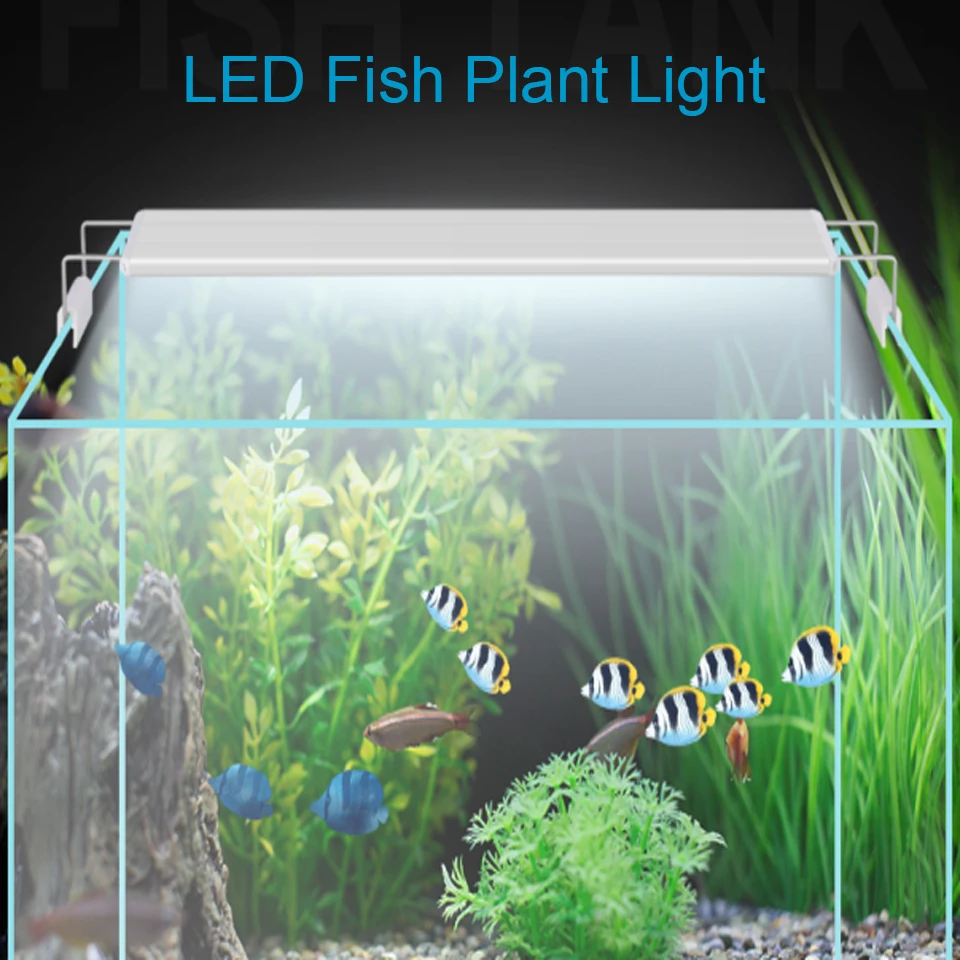 Aquarium LED Light Super Slim Fish Tank Aquatic Plant Grow Lighting Waterproof Bright Clip Lamp Blue 28 70cm for Plants 220V|led aquarium light|led