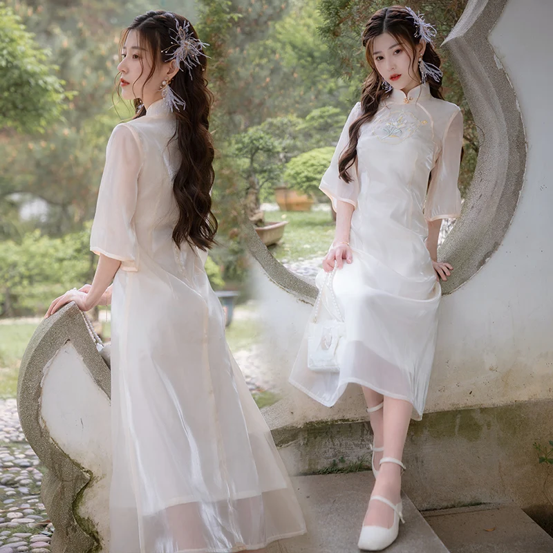 Милое винтажное кружевное платье чонсам, летнее женское платье в стиле ретро, улучшенное современное шикарное элегантное платье с вышивкой...
Милое винтажное кружевное платье чонсам, летнее женское платье в стиле ретро, улучшенное современное шикарное элегантное платье с вышивкой...