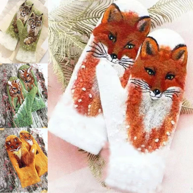 Women Winter Faux Cashmere Full Finger Gloves Sweet Colorful Animal 3D Print Thicken Warm Windproof Thermal Mittens
Women Winter Faux Cashmere Full Finger Gloves Sweet Colorful Animal 3D Print Thicken Warm Windproof Thermal Mittens