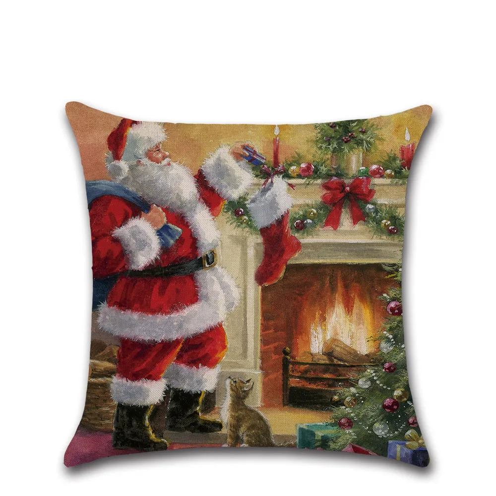 New Christmas Day Linen Cushion Cover Decorative Cartoon Santa Claus Cute Dog Pillowcase 45*45cm 
New Christmas Day Linen Cushion Cover Decorative Cartoon Santa Claus Cute Dog Pillowcase 45*45cm