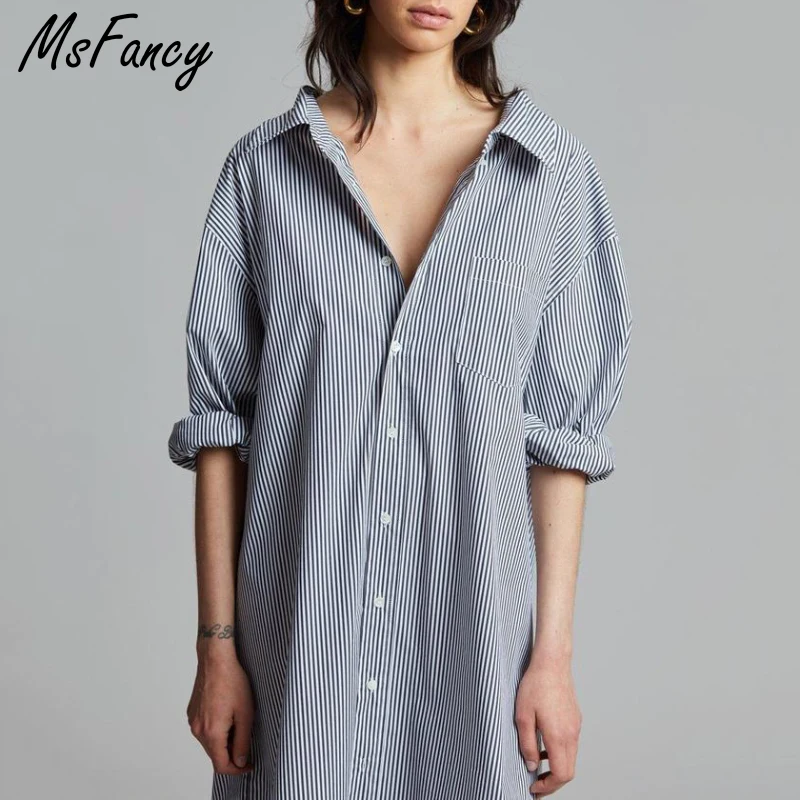 Msfancy Shirt Long Dress Women Black Striped Long Sleeve Puls Size Vestidos De Mujer Casual Single Breasted Robes
Msfancy Shirt Long Dress Women Black Striped Long Sleeve Puls Size Vestidos De Mujer Casual Single Breasted Robes