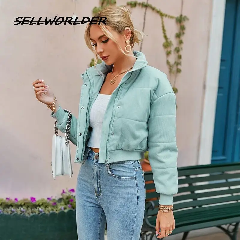 Женская зимняя короткая куртка на молнии, с высоким воротником и длинным рукавом
Женская зимняя короткая куртка на молнии, с высоким воротником и длинным рукавом