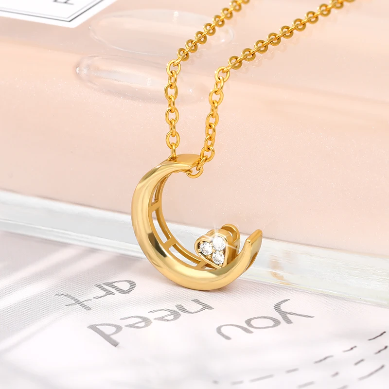 Moon Pendant Necklace for Women Love Heart Necklace for Babygirl Charms Fashion Jewelry Christmas Gift Stainless Steel Chain
Moon Pendant Necklace for Women Love Heart Necklace for Babygirl Charms Fashion Jewelry Christmas Gift Stainless Steel Chain