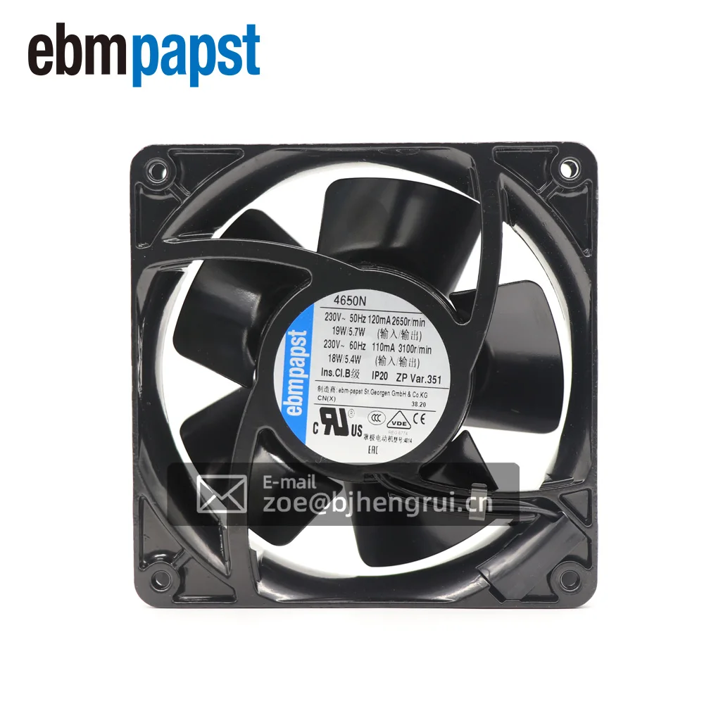 

Ebmapst 4650N 12038 120*120*38 мм, 2650 в переменного тока, 19 Вт, м, 3/ч, об/мин, осевой компактный охлаждающий вентилятор для электрического шкафа, Германия