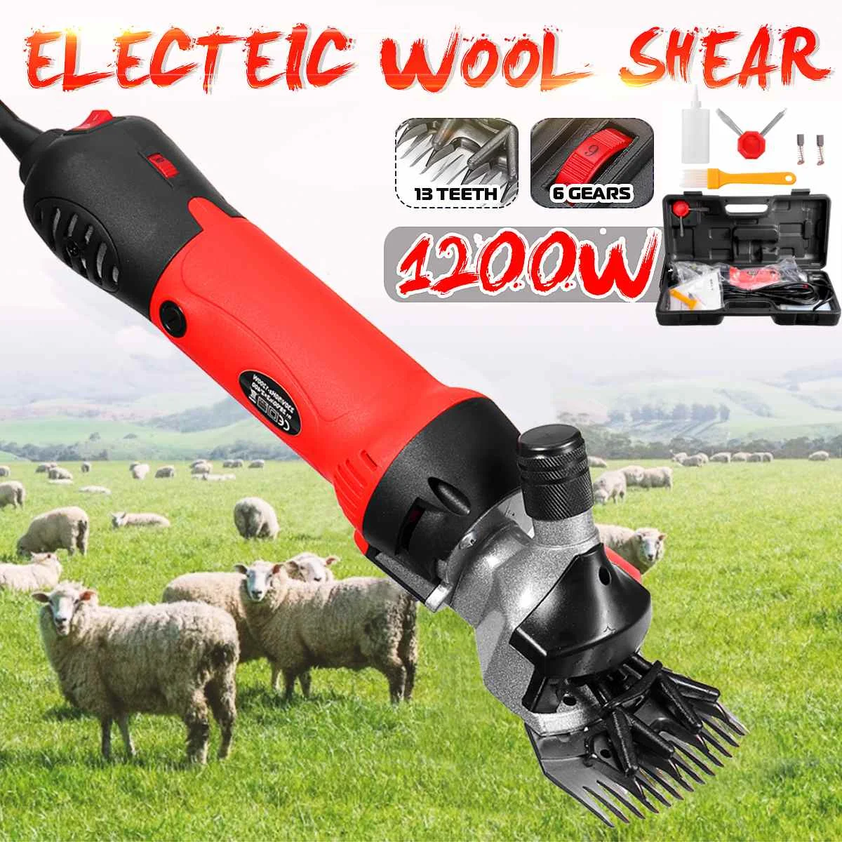 1200W 6 gears 220V Electric Sheep Scissor shearing shears 9/13 teeth straight knife mountain wool shaving shear trimming tool
1200W 6 gears 220V Electric Sheep Scissor shearing shears 9/13 teeth straight knife mountain wool shaving shear trimming tool