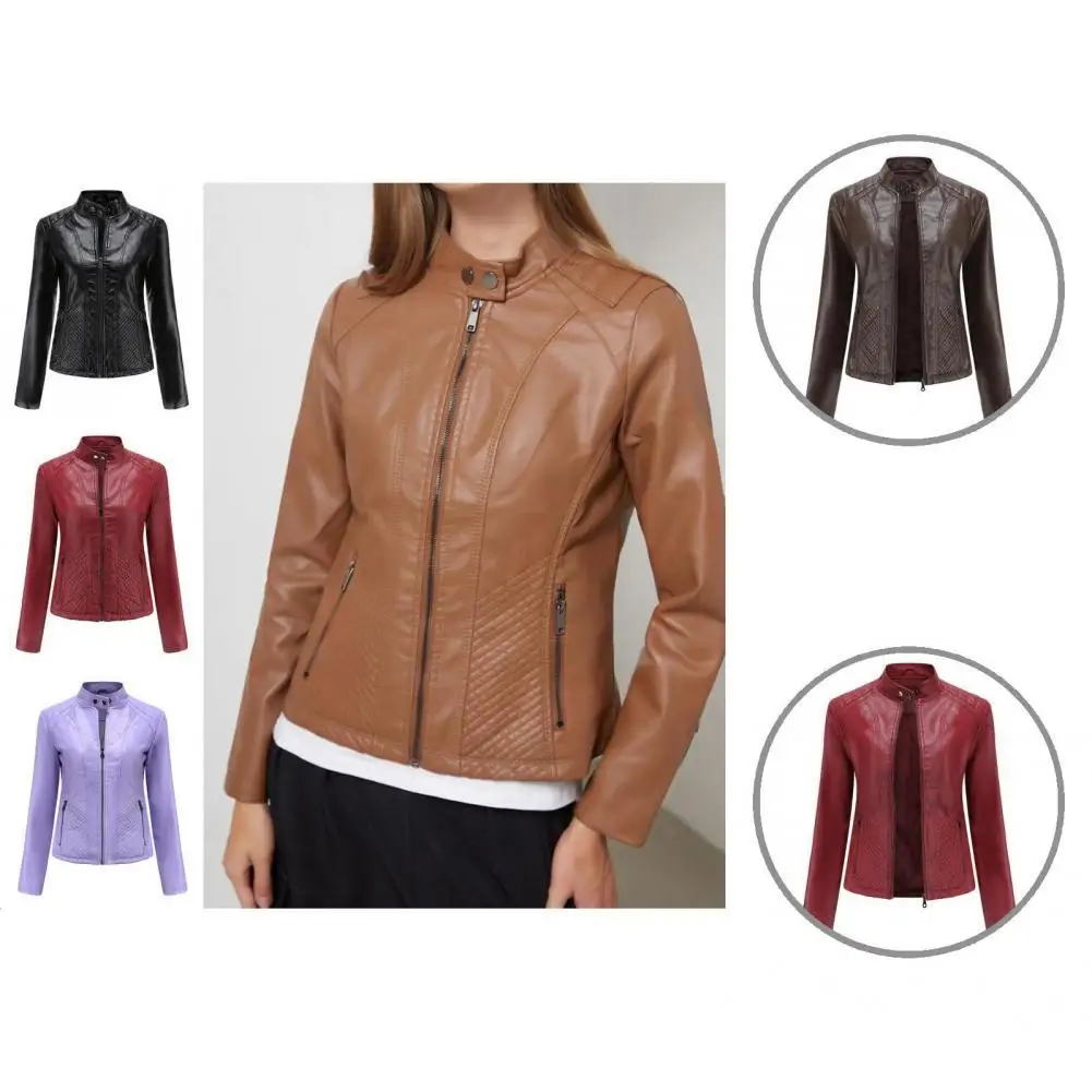 Куртка короткая мотоциклетная куртка из искусственной кожи ветрозащитная трендовая однотонная женская куртка 
Куртка короткая мотоциклетная куртка из искусственной кожи ветрозащитная трендовая однотонная женская куртка
