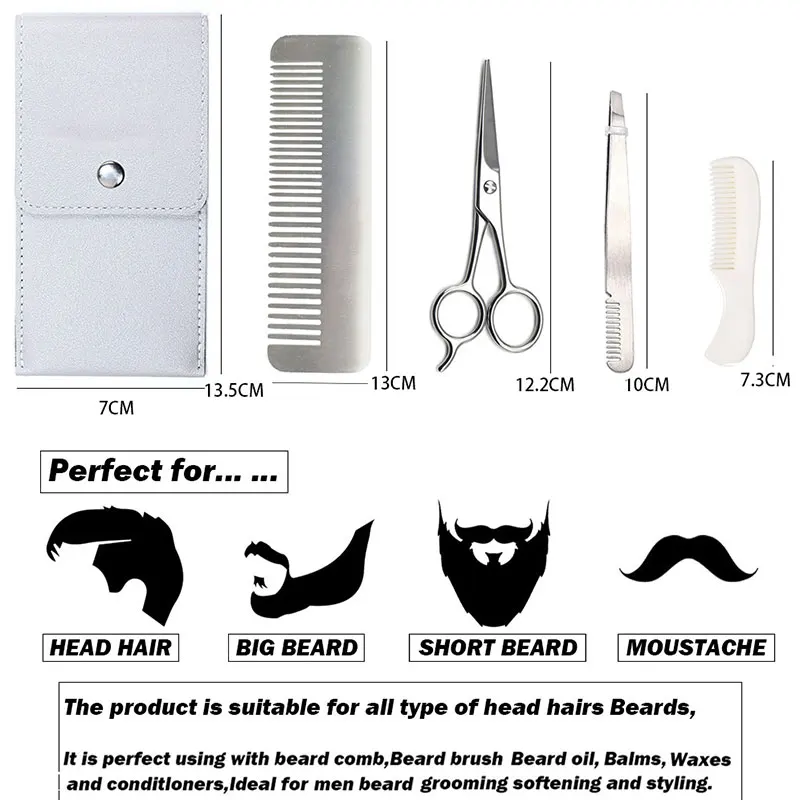 5pcs Hairbrush Scissors Tweezers Set Beard Brush Anti-static Nursing Comb for Men KG66
5pcs Hairbrush Scissors Tweezers Set Beard Brush Anti-static Nursing Comb for Men KG66