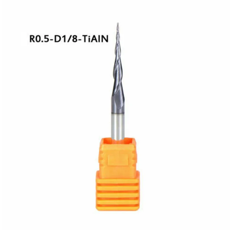 R0.25mm-1mm Tapered Ball Nose End Mill 1/8 Shank CNC Milling Cutter Woodworking Engraving Solid Tungsten Carbide
R0.25mm-1mm Tapered Ball Nose End Mill 1/8 Shank CNC Milling Cutter Woodworking Engraving Solid Tungsten Carbide