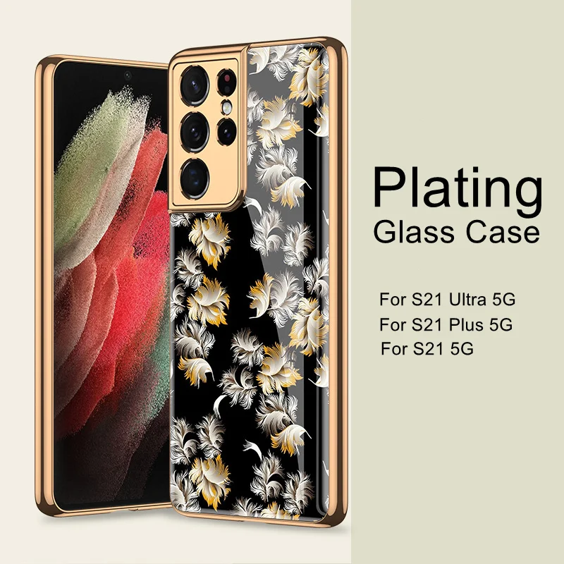 Retro Floral Case For Samsung Galaxy S21 Plus S21 Ultra Glass Cover Plating Soft TPU Frame Hard Glass Back Cover For S21
Retro Floral Case For Samsung Galaxy S21 Plus S21 Ultra Glass Cover Plating Soft TPU Frame Hard Glass Back Cover For S21