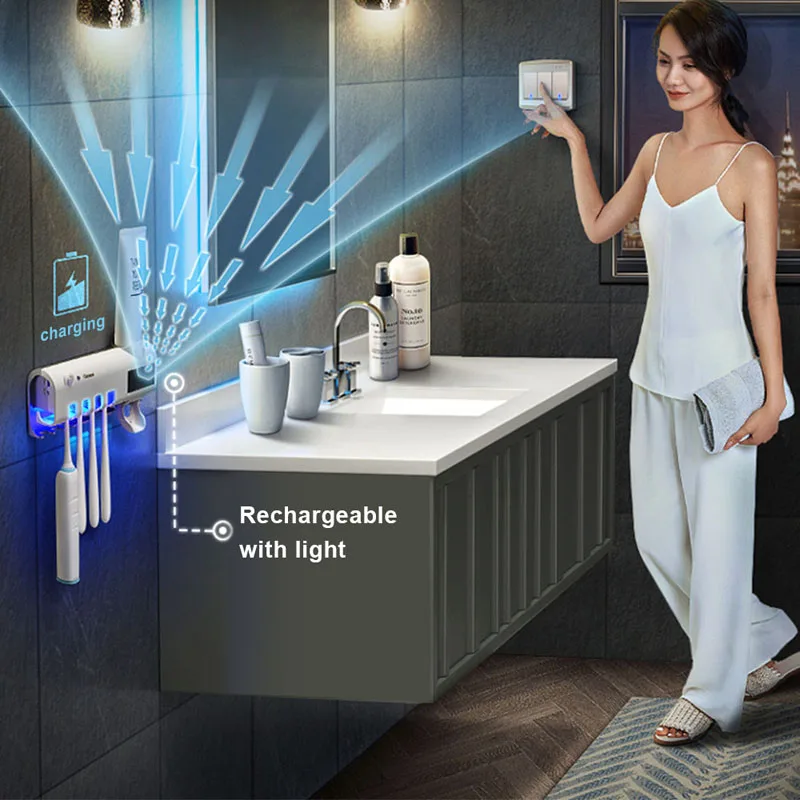 UV Toothbrush Sterilizer Tooth Brush Holder Automatic Toothpaste Dispenser Household Wall-mounted Storage Shelf USB Charging
UV Toothbrush Sterilizer Tooth Brush Holder Automatic Toothpaste Dispenser Household Wall-mounted Storage Shelf USB Charging