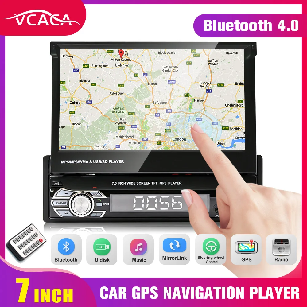 VCACA 7 дюймовый автомобильный мультимедийный плеер с GPS навигацией FM/USB/AUX/Bluetooth