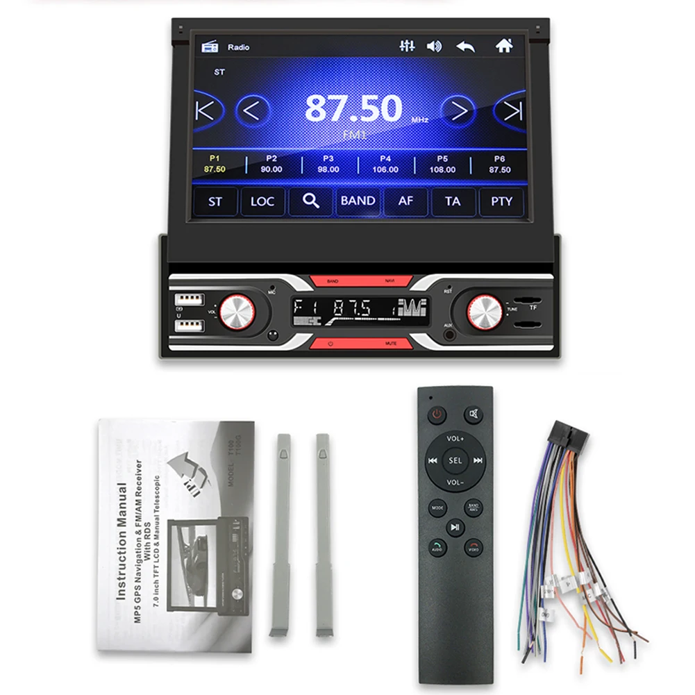 9603 Car Radio Multimedia Video Player 7 inch Retractable Display Bluetooth USB TF Card AUX Input Auto Stereo MP5 Player
9603 Car Radio Multimedia Video Player 7 inch Retractable Display Bluetooth USB TF Card AUX Input Auto Stereo MP5 Player