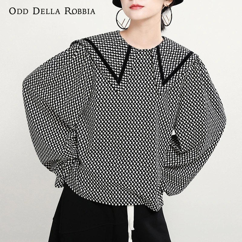 OddDellaRobbia Autumn Women Japanese Style Kawaii Fashion Casual Doll Collar Shirt Loose Long-Sleeved Rhombus Pullover Top 1643
OddDellaRobbia Autumn Women Japanese Style Kawaii Fashion Casual Doll Collar Shirt Loose Long-Sleeved Rhombus Pullover Top 1643
