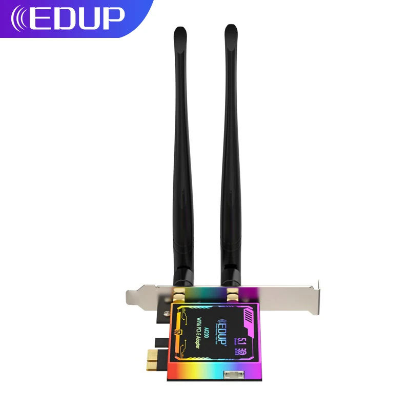 EDUP 2974Mbps WiFi 6 PCI-E WiFi Adapter Blue-tooth 5.1 Dual Band 802.11AX Colorful Light Network Card For Gaming Desktop WIN10
EDUP 2974Mbps WiFi 6 PCI-E WiFi Adapter Blue-tooth 5.1 Dual Band 802.11AX Colorful Light Network Card For Gaming Desktop WIN10