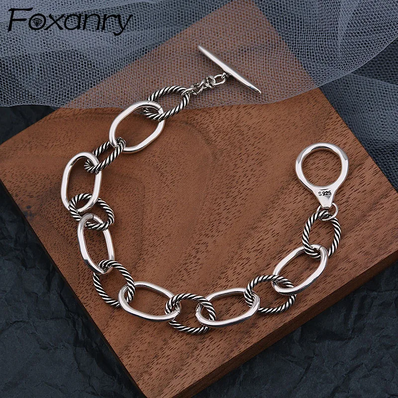 Foxanry Silver Color Thick Chain Twist Bracelets New Trendy Hip Hop Vintage Charming Simple OT Buckle Rock Party Jewelry
Foxanry Silver Color Thick Chain Twist Bracelets New Trendy Hip Hop Vintage Charming Simple OT Buckle Rock Party Jewelry