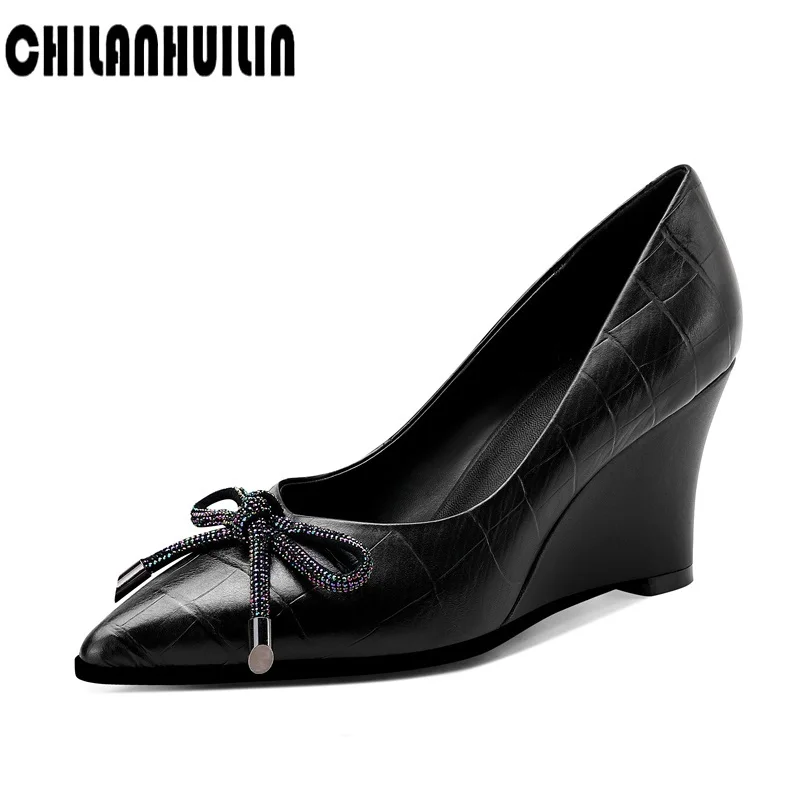 sweet classic bow-tie fashion leather pumps pointed toe wedge pumps women dress office lady shoes genuine leather platform shoes
sweet classic bow-tie fashion leather pumps pointed toe wedge pumps women dress office lady shoes genuine leather platform shoes