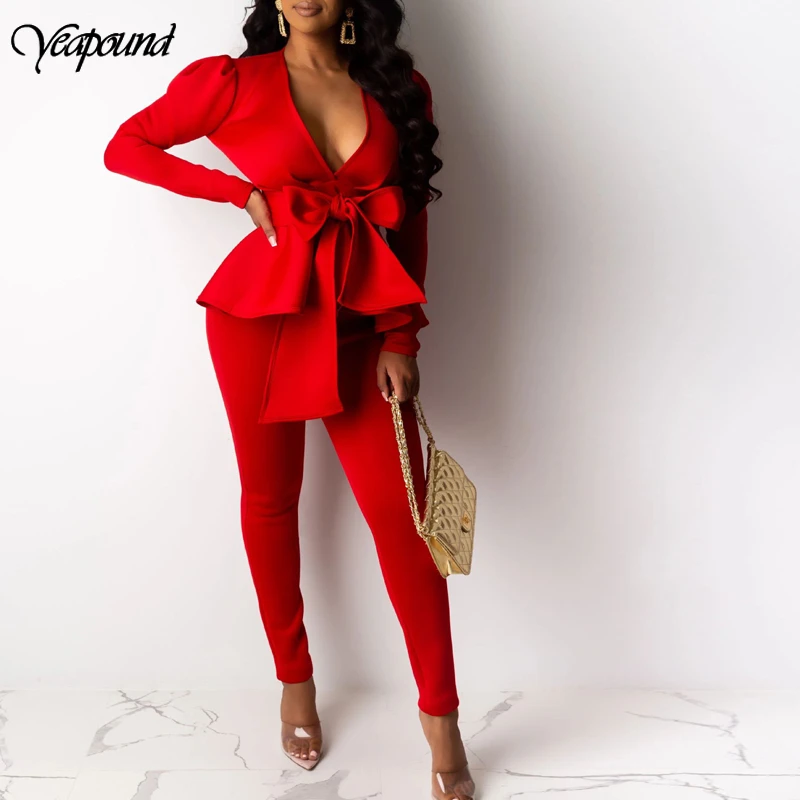 Spring Waist Bow Belt Women Set Tracksuit Full Sleeve Blazers Pencil Pants Suit Two Piece Set Office Lady Outfits Uniform
Spring Waist Bow Belt Women Set Tracksuit Full Sleeve Blazers Pencil Pants Suit Two Piece Set Office Lady Outfits Uniform