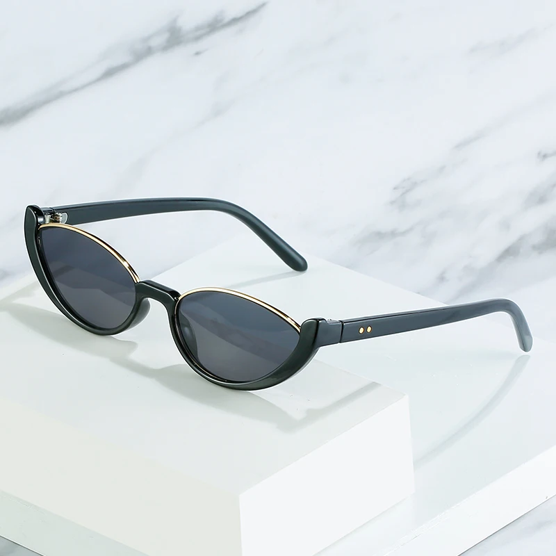 Фото D & T 2021 новые модные солнцезащитные очки кошачий глаз женские полуоправы с