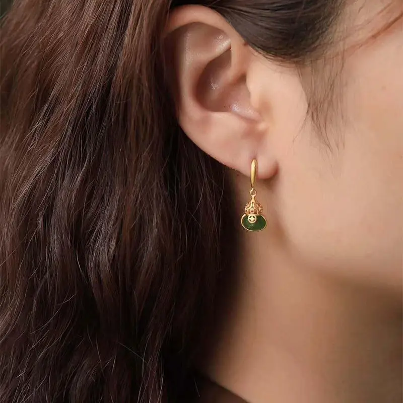 Jasper Eardrops Gourd Earrings Sterling Silver Ethnic Style Earrings Women's Retro Temperament Palace Antiquity Earrings Chinese
Jasper Eardrops Gourd Earrings Sterling Silver Ethnic Style Earrings Women's Retro Temperament Palace Antiquity Earrings Chinese