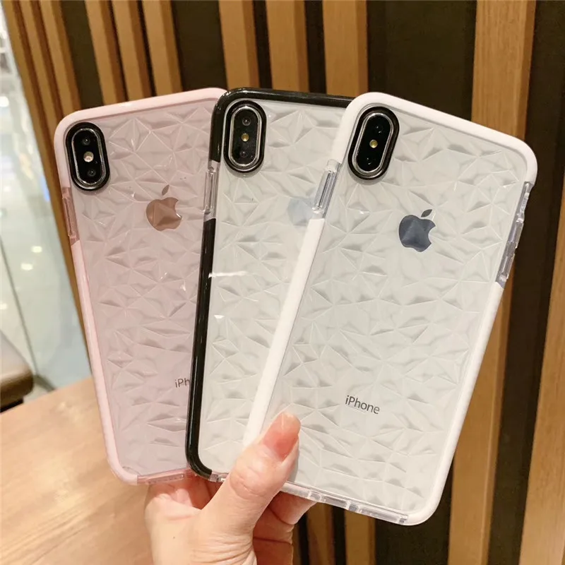 10 шт. чехол Jelly Diamond для iPhone 12 11 Pro X XR XS Max мягкий ударопрочный прозрачный из ТПУ Mini SE2