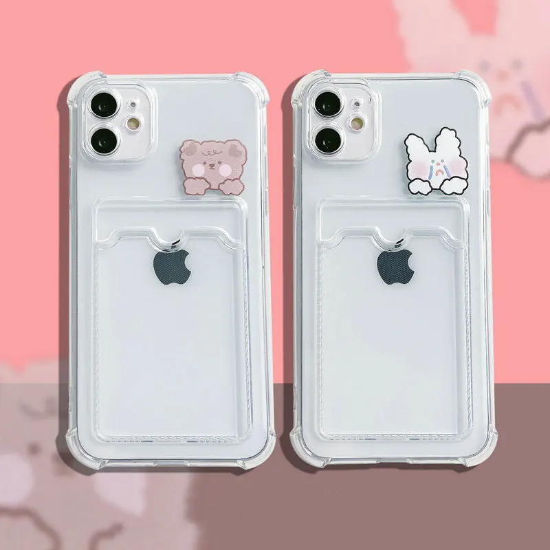 Korea INS Kawaii Cute Bear Transparent Card Slot Phone Case For iPhone 12 13 Mini 11 Pro XS Max XR X 7 8 Plus SE Soft Back Cover 
Korea INS Kawaii Cute Bear Transparent Card Slot Phone Case For iPhone 12 13 Mini 11 Pro XS Max XR X 7 8 Plus SE Soft Back Cover