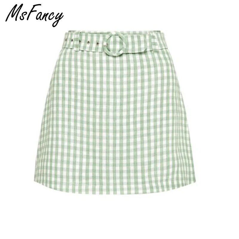 Msfancy Summer Green Plaid Mini Skirt Women High Waist Harajuru Style Short Jupes 2021 Mujer Elegant Faldas With Belt
Msfancy Summer Green Plaid Mini Skirt Women High Waist Harajuru Style Short Jupes 2021 Mujer Elegant Faldas With Belt